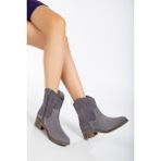 Analin Shoes Kadın Deri Kovboy Bot - Gri Süet