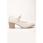 ANALİN SHOES Kadın Hakiki Deri Bantlı Topuklu Ayakkabı - Krem