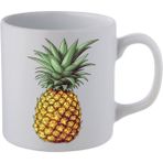 Ananas Baskılı Beyaz Kupa Bardak - Seramik Çay, Kahve Hediyelik Bardağı - 001 - Beyaz