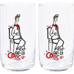 Anason İşleri Masanın En Cool'u, Su Bardağı 2'li Set - Şeffaf - 365 ml