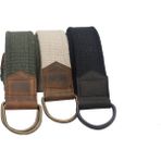 Anatolia Craft Derili Erkek Kadın Kız Genç Için D Tokalı Siyah Antik Halkalı Dokuma Yeşil Bejkrem Siyah Taktik Spor Kanvas Kot Bez Kemer - 110 cm - Yeşil - Bej - Krem - Siyah