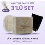 Anatolia Soap Doğal Lavanta Sabunu & Banyo Kese Seti - El Yapımı Peeling Bakım Seti + Hediye Kese (3'lü + Hediye)