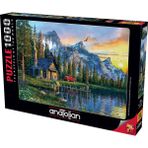 Anatolian 1000 Parça Puzzle – Dağ Evinde Günbatımı, Orta Zorluk Seviyesi, Dayanıklı Mukavva, Yetişkinlere Uygun - Standart