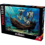 Anatolian 1500 Parça Puzzle – Batık Gemi Desenli, Orta Zorluk Seviyesi, Parlama Önleyici Dayanıklı Mukavva