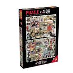Anatolian 2 x 500 Parça Sevimli Kediler - Komik Köpekler Puzzle -