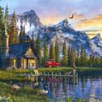 Anatolian Dağevinde Günbatımı Sunset Cabin 1000 Parça Puzzle