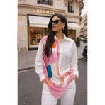 Anbly Collection Şal Detaylı Asimetrik Kesim Şık Kadın Gömlek - Pembe