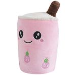 ANBOOR Kabarcık Çay Sevimli Oyuncak Boba Doldurulmuş Oyuncak Peluş Oyuncak Süt Çay Peluş Bebekler Doldurulmuş Peluş Çocuk Oyuncağı Parti İyiliği için (25 cm, Çilek)