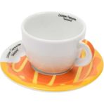 Ancap Edex Goloserie Turuncu 180 ml Porselen Cappuccino Tabak ve Fincan Takımı