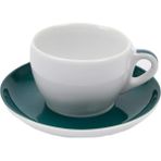 Ancap Verona Deniz Mavisi Çizgili 180 ml Cappuccino Tabak ve Fincan Takımı
