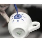 Ancap Verona Mavi Güneş Desenli 180 ml El Yapımı Cappuccino Tabak ve Fincan Takımı