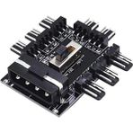 Ancheyn 8 Port Fan Çoklayıcı Hub Y Pwm Splitter Ide Molex Soğutma 3 Pin 4 Switch Anahtarlı 4336 - Siyah
