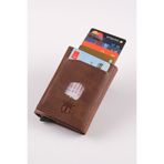 Ancora Leather Hakiki Deri Crazy Deri Erkek Cüzdanı Otomatik Kartlık Mekanizmalı Kahverengi Çıt Çıtlı
