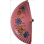 Andante Çift Taraflı Desenli Açık Pembe Lüks Çiçek Desenli Japon Yelpaze