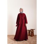 Ande Tesettür Kloş Kaban - Bordo - 2