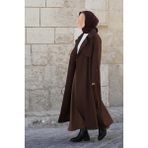 Ande Tesettür Rüzgarlıklı Kruvaze Kaban - Acı Kahve - 1