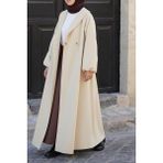 Ande Tesettür Şal Yaka Kaban - Bej - 1