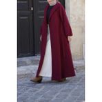 Ande Tesettür Şal Yaka Kaban - Bordo - 1