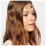 Andelaisi Boho bozuk para kafa zinciri kafa bandı Vintage altın disk saç zinciri Headdress altın pullu kafa bandı başlık kostüm saç aksesuarları takı kadınlar ve kızlar için