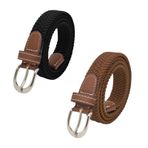 Andiker Üniseks elastik kemer, 100 cm streç dokuma kemer, erkekler ve kadınlar için, ince, kadın kemeri, örgü bel kemeri, kot, pantolon, şort, etek, elbise, tulum, manto için, siyah / kahverengi, Ölçü