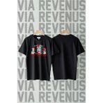 Andımız ve Türk Bayrağı Baskılı Bisiklet Yaka Geniş Kalıp Unisex Tshirt - Siyah