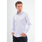 Andino Slimfit Lila Ince Çizgili Erkek Gömlek Likralı Dar Kesim Yapısıyla AS042075-09 - Mavi