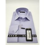 Andino Slimfit Mavi Lila Erkek Gömlek Pamuk Polyester Dar Kesim Yapısıyla AS0111-04 - XL - Lila - Mavi