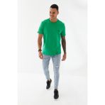 Andmen Göğüs Ebabil Silüet Baskı Düz Desen Bisiklet Yaka Regular Fit Tişört Benetton Yeşili - XL