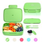 ANDMOON Bento yemek kutusu, yetişkinler için 5 bölmeli öğle yemeği kabı, atıştırmalık bardağı, buğday lifi çevre dostu, çift yalıtımlı kutular, bulaşık makinesi ve mikrodalgaya uygun, BPA içermez