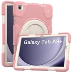 Andnary Samsung Galaxy Tab A9+ için Yeni Kılıf 11 İnç Kalem Tutuculu 360° Dönebilen El Standı, Sağlam Darbeye Dayanıklı Galaxy A9 Plus Tablet Kılıfı 2023 SM-X210/X216/X218 (Pembe)