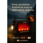 Andone Şık Tasarımlı Güneş Enerjili Şömine Görünümlü Nostaljik Ahşap Desenli Bluetoothlu Radyo Ve Mp3 Çalar
