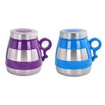 Andoutdoor AND431 İçi Dışı Çelik Plastik Desenli Kupa Mug, Mavi/Mor