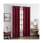 Andover Düz Üçlü Dokuma Termal Karartma Halkalı Yatak Odası Için Perde (2 Panel), 106,68 cm x 274,32 Cm, Kırmızı - Option-1 - 1BW-Beyaz