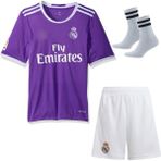 Andream 2016/17 Real Madri'd Ronaldo Mor Futbol Çocuk Forması 3'lü Set (Beyaz Şortlu) Çorap Hediyeli - 5 - 6 Yaş