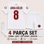 Andream Arda Güler Türkiye Milli Takım Beyaz Çocuk Futbol Forması Forma Şort Çorap Bileklik 4 Parça - 13 - 14 Yaş