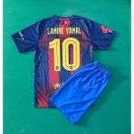 Andream Barcelon'a 2025/26 Yeni Sezon Lamine Yamal 10 Numara Futbol Çocuk Forması 2'li Set Forma + Short - 5 - 6 Yaş - Bordo-Mavi