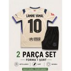Andream Barcelona Lamine Yamal Krem Çocuk Futbol Forması Forma Şort 2 Parça - 9 - 10 Yaş