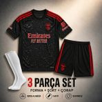 Andream Benfica Kerem Aktürkoğlu Çocuk Futbol Forması Forma Şort Çorap 3 Parça Siyah - 9 - 10 Yaş