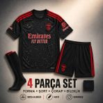 Andream Benfica Kerem Aktürkoğlu Çocuk Futbol Forması Forma Şort Çorap Bileklik 4 Parça Siyah - 13 - 14 Yaş