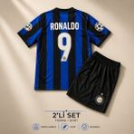 Andream Inter Milan Ronaldo 9 Çocuk Futbol Forması Forma Şort 2 Parça - 9 - 10 Yaş - Lacivert