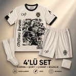 Andream Italya Siyah Çocuk Futbol Forması Forma Şort Çorap Bileklik 4 Parça - 9 - 10 Yaş