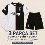 Andream Juventus Cr7 Ronaldo Siyah Beyaz Çocuk Futbol Forması Forma Şort Çorap 3 Parça - 13 - 14 Yaş