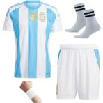 Andream Leo Messi Arjantin 2025/26 Yeni Sezon Futbol Çocuk Forması 4'lü Set Çorap Bileklik Hediyeli - 13 - 14 Yaş - Mavi - Beyaz