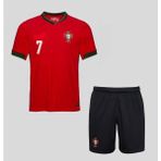 Andream Portekiz KIRMIZI2025 Sezon Ronaldo Milli Takımın Forması 7 Numara 2'li Set Forma + Şhort - 11 - 12 Yaş - Kırmızı