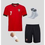 Andream Portekiz KIRMIZI2025 Sezon Ronaldo Milli Takımın Forması 7 Numara 4'lü Set Çorap+Bileklik Hediyeli - 11 - 12 Yaş - Kırmızı