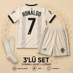 Andream Portekiz Ronaldo Özel Tasarım Griçocuk Futbol Forması Forma Şort Çorap 3 Parça - 7 - 8 Yaş