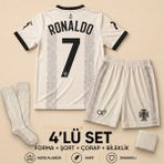 Andream Portekiz Ronaldo Özel Tasarım Griçocuk Futbol Forması Forma Şort Çorap Bileklik 4 Parça - 11 - 12 Yaş