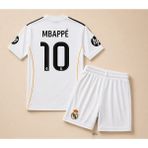 Andream Real Madrid Mbappe 2025/26 Yeni Sezon Çocuk Futbol Forması Forma Şort Çorap Bileklik 4 Parça - 9 - 10 Yaş - Beyaz