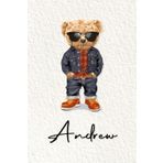 Andrew: Cahier personnalisé avec prénom Andrew | Cadeau d'anniversaire pour enfant, garçon, homme, copain ... | Nounours | 110 pages lignée, Petit Format 6x9 pouces (15,24 x 22,86 cm)