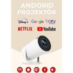 Android Taşınabilir Projeksiyon | 50.000 Saat LED Ömürlü | Wi-Fi | Hd Görüntü Kalitesi - Beyaz